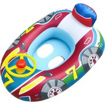 Flotteur de piscine pour bébé, anneau de piscine, flotteur gonflable pour bébé avec volant et klaxon, jouets d'eau gonflables pour bébé en plein air