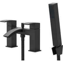 Colore - Square Matt Black Bath Shower Mixer Tap with Shower Kit - Black