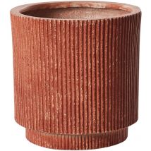 Flower Planter Fibre Clay Garden Plant Pot 30 x 30 x 30 cm Outdoor Garden Drainage Hole Golden Brown Daria