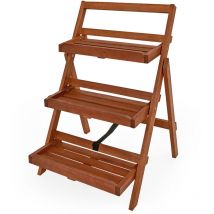 Casaria - Display Shelf Plant Flower Stand FSC -Certified Acacia Wood 3 Tier Ladder Folding
