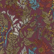 Flowers wallcovering wall Profhome 377514 non-woven wallpaper smooth with floral pattern matt red yellow blue brown 5.33 m2 (57 ft2)