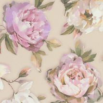 Profhome - Flowers wallcovering wall 396081 hot embossed non-woven wallpaper slightly textured with floral ornaments matt violet fuchsia green beige