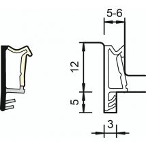 Deventer - Flügelfalz- und Überschlagdichtung SP6865, Kunststoff graphitgrau