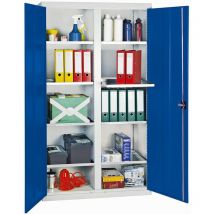 Werkzeug- und Materialschrank Serie 3000 lichtgrau / enzianblau + 8 Auszugsböden - 3004074 - Stumpf