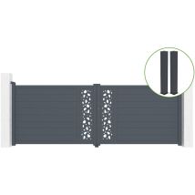 Portail battant 4m SUNNY H.140cm alu gris + 2 poteaux 20x20cm H.166cm