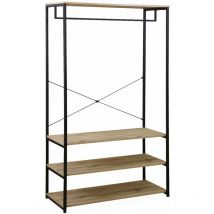 Sweeek Kleiderständer aus mattschwarzem Metall 100 x 40 x 167 cm 3 Ebenen für Eingangsbereiche, Schlafzimmer, kleine Räume
