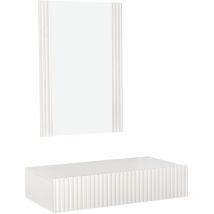 Flurmöbel geriffelt mit Spiegel und Schublade Hängend Korridormöbel Farbe Weiss Modell Amira