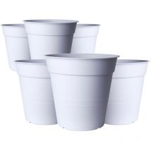 Fly - Lot de 6 vases avec soucoupe, couleur blanc glacé