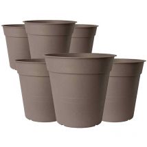 Fly - Lot de 6 vases avec soucoupe, couleur cappuccino