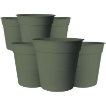 Fly - Lot de 6 vases avec soucoupe, couleur vert olive