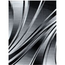 FLY - Tapis moderne à bandes graphiques (Noir - 80x150cm)