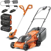 Flymo 36V EasiStore 380R Cordless Lawnmower 38cm Twin Grass Trimmer 3x Batteries