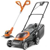 Flymo 36V UltraStore 380R Cordless Lawnmower 38cm Twin 18v & Grass Trimmer Bare