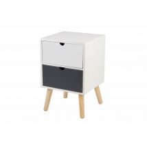 Casa Collection - Comodino Flynn 2 Cassetti 29X29X45 Bianco/Grigio