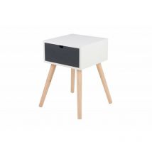Comodino Flynn 1 Cassetto 29X29X44Cm Bianco/Grigio