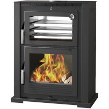 Four poele a bois en acier foyer en vermiculite - couleur noir - Made in Spain