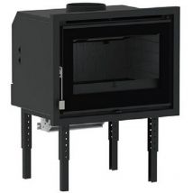 Insert a bois panoramique en acier, verre serigraphie, triple combustion - couleur noir - Made in Spain