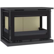 Fm Biomasa - Poêle À Bois 3 Faces Suspendu Ventilé - Firematic Columbia 3f 12.5 Kw Foyer En Vermiculite - Porte Fonte - Avec Vitre Sérigraphiée