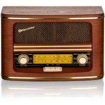 Roadstar - HRA-1500N Radio Vintage Portable fm/mw Haut-parleur, Alimentation Secteur ou par Piles Bois - Bois