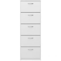 FMD - Meuble a chaussures - Décor blanc - 5 Abattants - 10 paires - L58,5 x H168,5 x P17 cm - Fabriqué en Allemagne