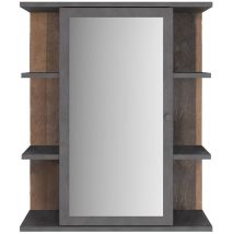 FMD - Mueble alto de cuarto de baño 1 puerta espejo y 6 baldas - Madoc