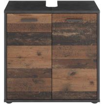 FMD - Mueble para lavabo 2 puertas efecto roble L60 x A59cm - Madoc