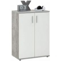 FMD - Armoire avec 2 portes Blanc et gris
