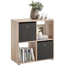 Tagère sur pied avec 4 compartiments couleur chêne FMD