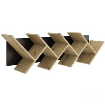 Geometrisches Bücherregal Eiche-Optik und Schwarz FMD