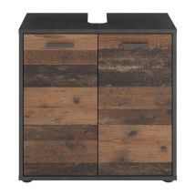 Calicosy - Meuble Sous Vasque 2 Portes effet Chêne L60 x H59cm - Madoc