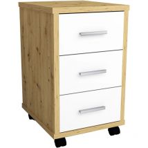 FMD - Mobile Drawer Cabinet Artisan Oak Brilliant White
