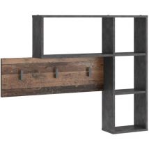 Porte-manteau mural 4 compartiments ouverts Anthracite et marron FMD