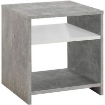 FMD - Table basse avec étagère Gris béton et blanc