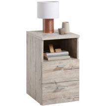 Table de chevet avec 2 tiroirs et étagère ouverte Chêne sable FMD