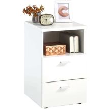 Fmd - Table D'Appoint 2 Tiroirs 35x40x61,5 Cm Décor Blanc
