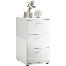 Table de chevet avec 3 tiroirs Blanc brillant FMD