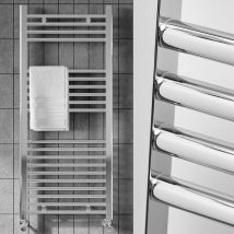 Fnx Bathrooms - 300 x 1400mm Polished Chrome Heated Bathroom Towel Warmer Ladder Rail Radiator - Chrome