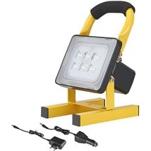 Foco De Construcción, Luz De Trabajo Led De 10 W, Reflector Led Recargable De 1000 Lm, Blanco Frío De 6000 K, Ip65, Iluminación Para Obras De 