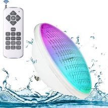 Foco de piscina LED PAR56 RGB con control remoto, 12 W, resistente al agua, 12 V CA/CC, 12 modos de iluminación, temporizador de 2/4/6 h.