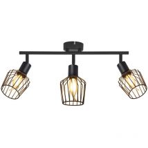 Gbly - Foco de techo E14 de 3 llamas - Lámpara de techo giratoria de metal negro, lámpara para salón, pasillo, baño, cocina y dormitorio.