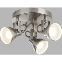 Plafoniera Tonda Contemporanea Focus Spot Acciaio Argento Bianco 3 Luci Gu10