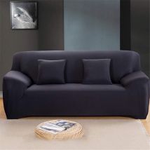 Copridivano altamente elasticizzato Fodera per divano a 2 posti 145-185 cm in nero che è elastico spesso e durevole
