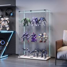 Foerpl-glasvitrine Mit Led-beleuchtung, Säulenvitrine Mit 3 Ablagen Für Sammlungen, Glas-weinschrank Mit 2 Tür Und Schloss Vertikale Sammlungsvitrine/