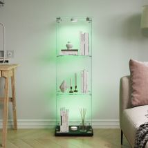 Foerpl-glasvitrine Mit Led-beleuchtung, Säulenvitrine Mit 3 Ablagen Für Sammlungen, Glas-weinschrank Mit 1 Tür Und Schloss Vertikale Sammlungsvitrine/