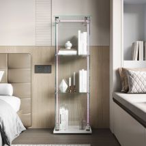 Foerpl-glasvitrine Mit Led-beleuchtung, Säulenvitrine Mit 3 Ablagen Für Sammlungen, Glas-weinschrank Mit 1 Tür Und Schloss Vertikale Sammlungsvitrine/