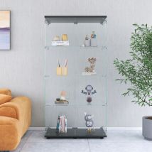 Foerpl-glasvitrine Säulenvitrine Mit 4 Ablagen Für Sammlerstücke, Weinschrank Aus Glas Mit 2 Türen Und Schloss Sammlermöbel