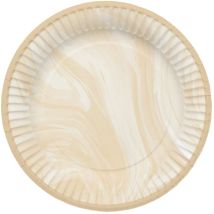 Folat 61912 Stoviglie Per Feste Ø 23cm 8 Pezzi Marmo Beige-piatti Di Carta Per Cena Di Compleanno, Bambini, Festa, Matrimoni, Baby Shower