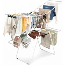 Foldable 2-Level Clothes Drying Rack Garment Drying Hanger Height-Adjustable