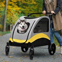 Bingo Paw - BingoPaw Foldable 4 Wheels Dog Stroller Large Pet Jogger Carrier 50kg Easily Walk in/Out