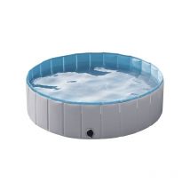 Yaheetech - Foldable Dog Swimming Pool Pet Puppy Bath Tub Shower Indoor Outdoor Dia 120cm-Gray